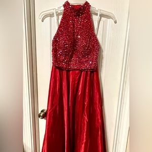 Sherri Hill 2 pc red satin prom dress - size 2